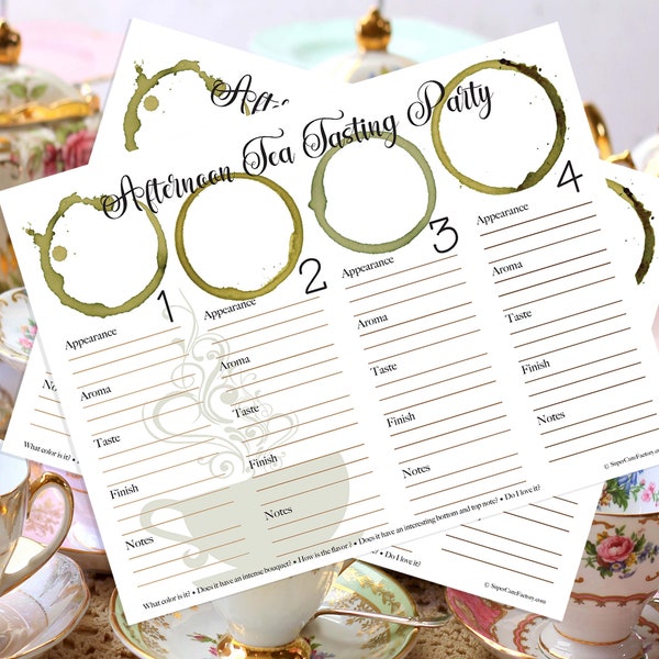 Afternoon Tea Tasting Party Downloable Printable Place Mat Sheet