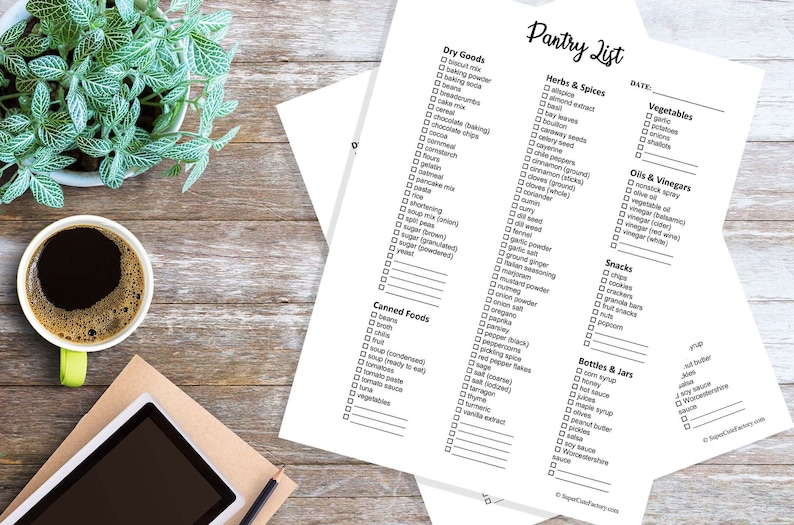 Pantry List With Categories Printable Downloadable Etsy