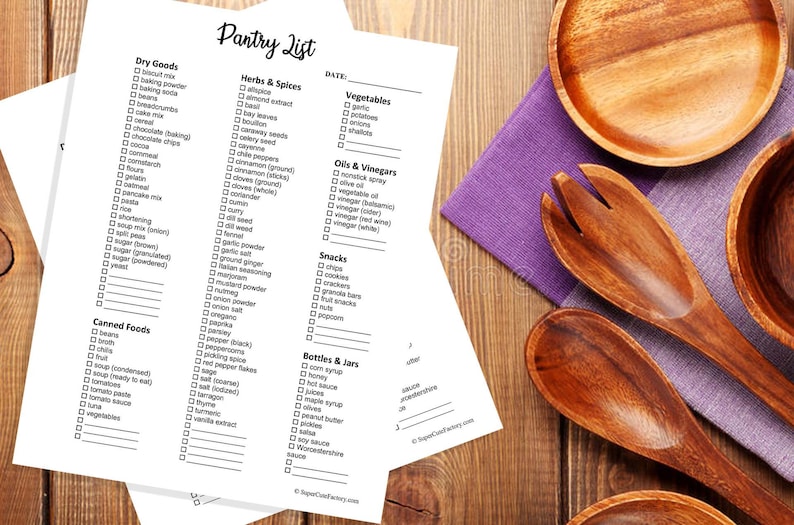 Pantry List With Categories Printable Downloadable Etsy Australia