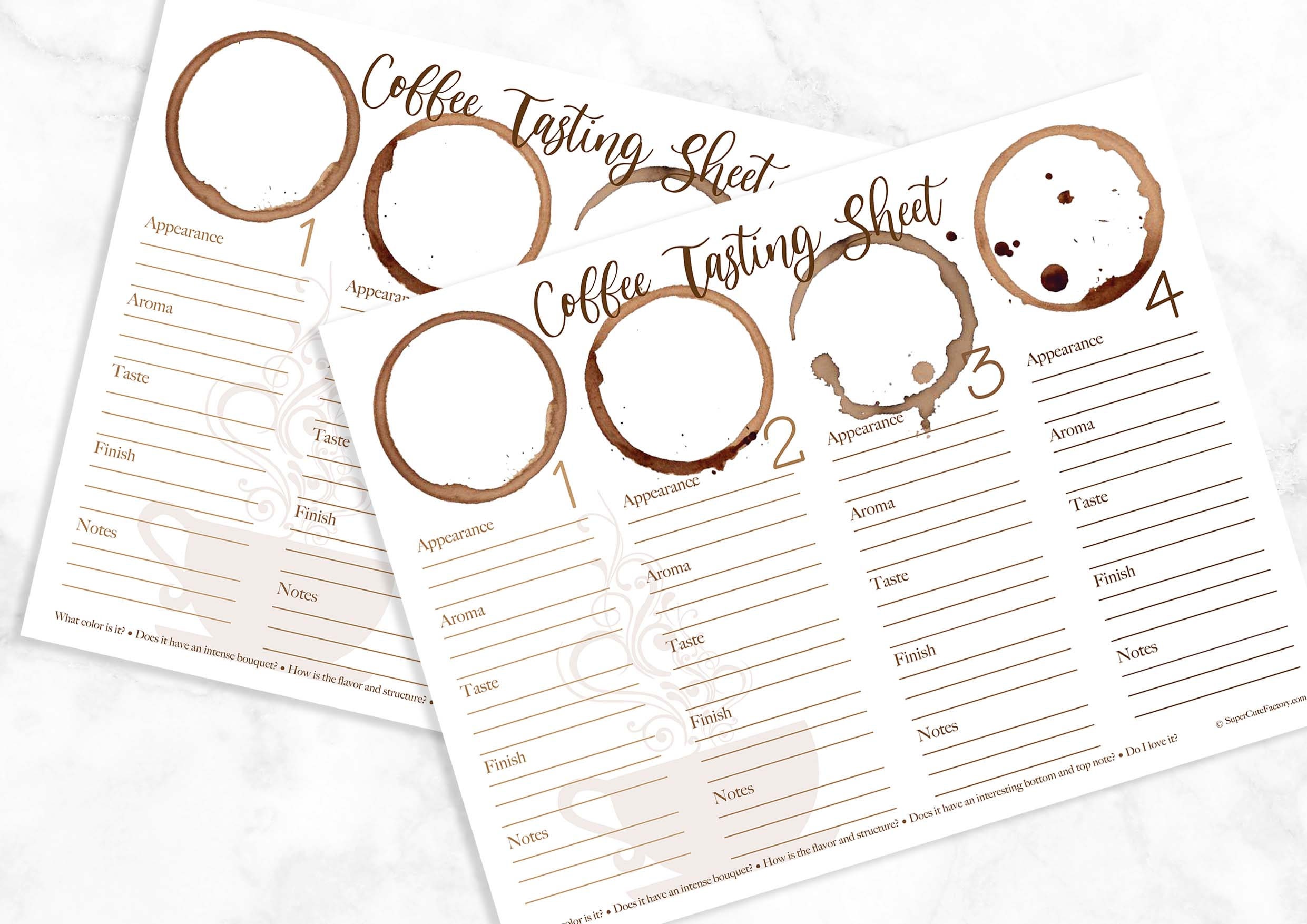 Coffee Tasting Party Downloable Printable Place Mat Sheet Etsy