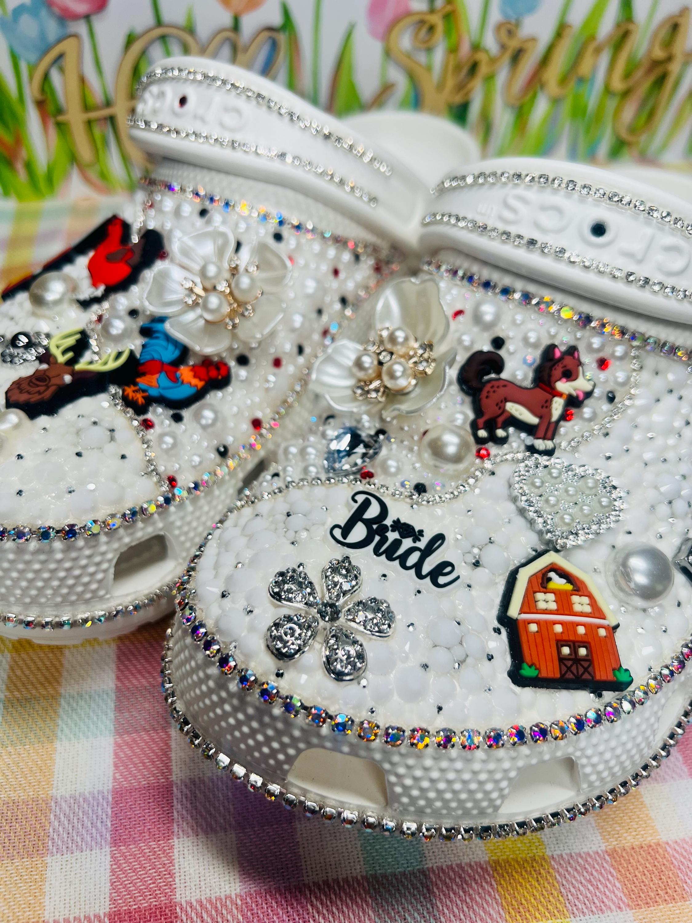 Custom Bridal Crocs: Rhinestone & Pearl Wedding Shoes - Etsy display picture 1