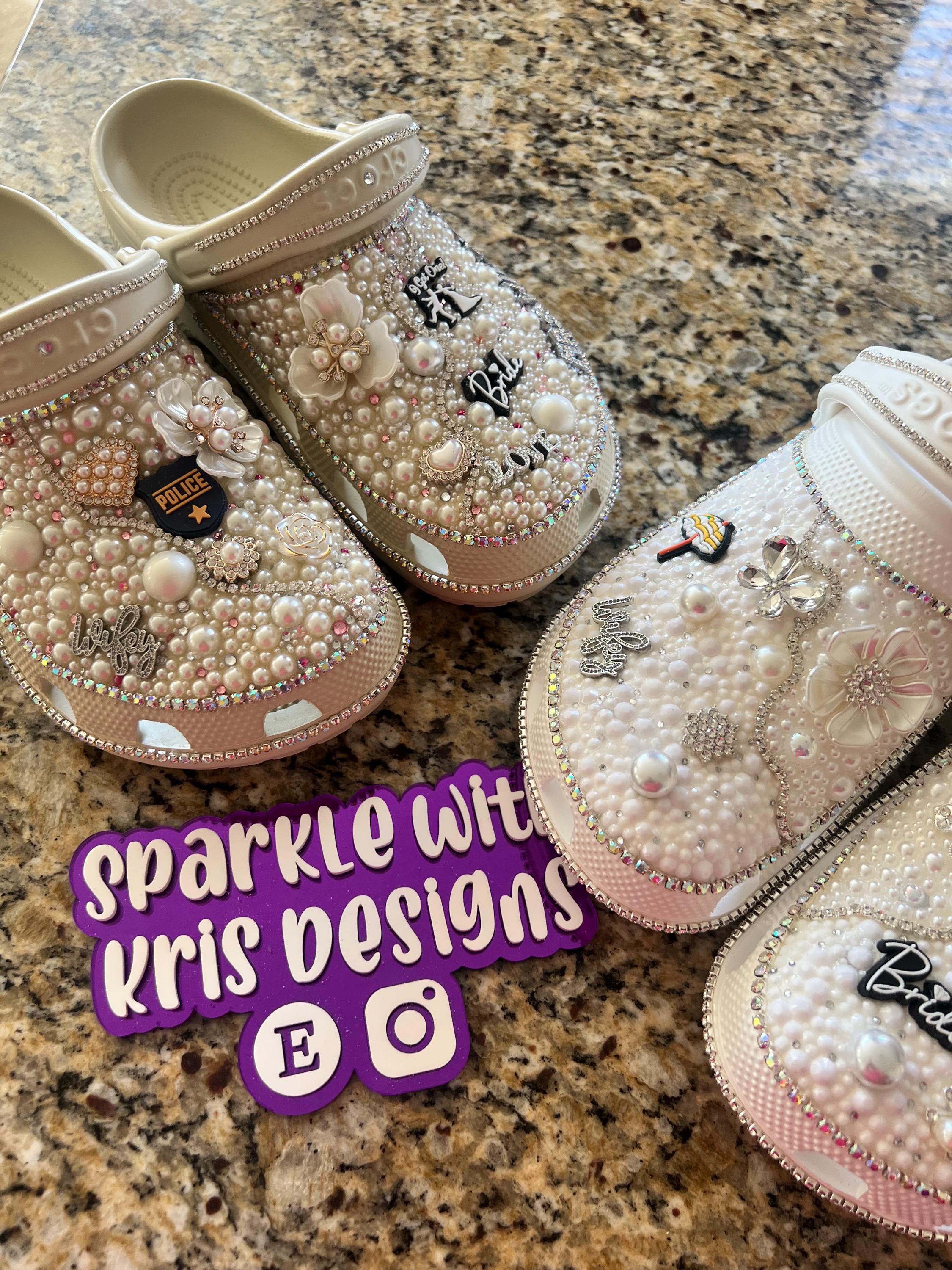 Custom Bridal Crocs: Rhinestone & Pearl Wedding Shoes - Etsy display picture 2