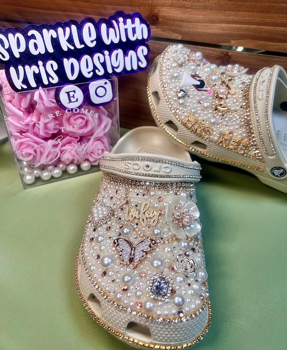 Crocs Silver Glitter Clogs Bridal Groom Beach Wedding Womens 9 Mens 11 Party Crocs Silver | eBay main image 3