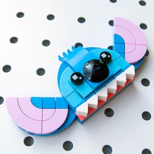 Custom Cartoon Character Blue Alien Magnet Made w/ Building Block for Locker Decor, Fridge, Whiteboard, Souvenir, Party Favor, LEGO Fan Gift