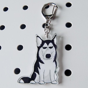 Ręcznie rysowany akrylowy urok Husky Cartoon z obrotowym zapięciem do plecaka, torebki, portfela, torby, breloka, świetny prezent dla miłośnika psów