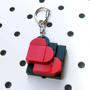 Custom 2 Hearts Backpack Handbag Bag Charm Made w/ Genuine Building Blocks, Perfect LEGO Fan Gift for Valentine&#39;s Day, Anniversary, Birthday