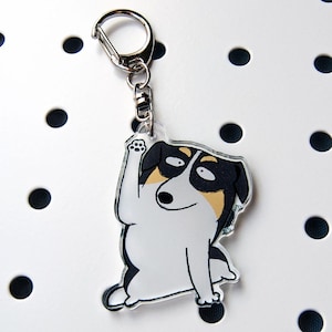 Hand-drawn Australian Shepherd Cartoon Acrylic Charm with Swivel Clasp for Backpack, Handbag, Purse, Bag, Keychain, Great Gift for Dog Lover