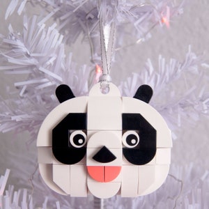 Adorno de panda con personaje de dibujos animados personalizado hecho con bloques de construcción para Navidad, decoración del hogar, recuerdo, obsequio de fiesta, gran regalo para fanáticos de LEGO