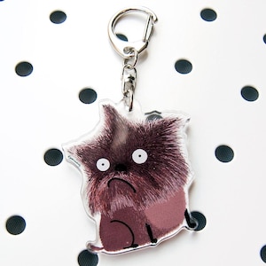 Hand-drawn Brussels Griffon Cartoon Acrylic Charm with Swivel Clasp for Backpack, Handbag, Purse, Bag, Keychain, Great Gift for Dog Lover