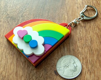 Charm de sac personnalisé pour sac à main pour sac à main de célébration de la diversité arc-en-ciel, fabriqué avec de véritables blocs de construction, avec fermoir pivotant, cadeau pour les fans de LEGO