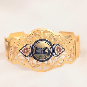 Rare Antique Italian Enamel Gold Bracelet, Fine Vintage Jewelry, Handcrafted Estate Piece, Unique Gold & Enamel Vintage Gold Bracelet