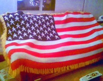 Crocheted Americana Flag Afghan