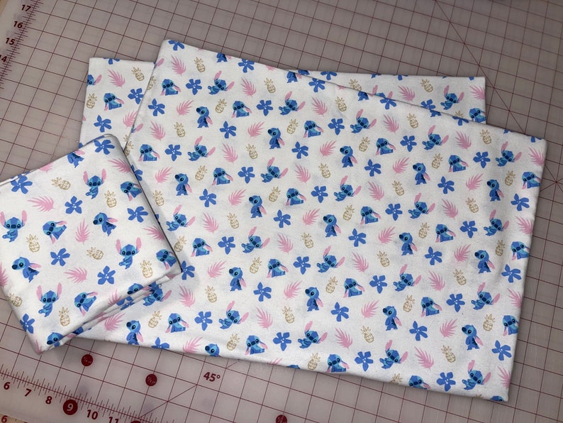 Pocket FLANNEL Pillowcase, Lilo and Stitch Stitch on White Flannel standard size pillowcase image 2