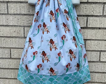 Little Mermaid inspired girls Pillowcase dress, Disney Princess, Ariel summer dress