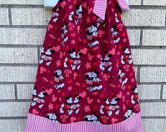 Pink and Red Minnie and Mickey Mouse Inspired Pillowcase Dress