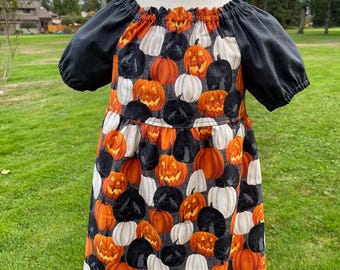 Girls Black and Orange Halloween Pumpkin dress