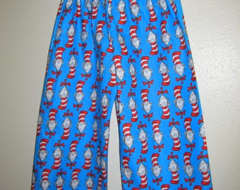 Dr Seuss inspired lounge pants, Cat in the hat inspired cotton pants
