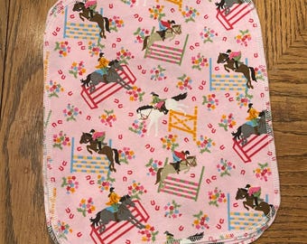 Eco Friendly Reusable Paperless Towels.  Pink, Horses, Equestrian