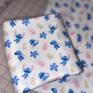 Pocket FLANNEL Pillowcase, Lilo and Stitch Stitch on White Flannel standard size pillowcase image 1