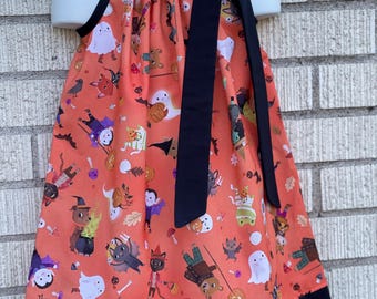 Orange and Black Halloween Custom pals,  Pillowcase Dress