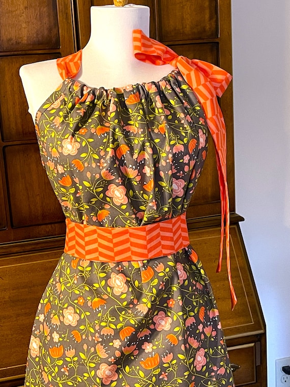 Adult Ladies and Woman size, Coral and brown Dress, XS - 4X