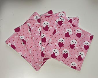 Reusable Wash Cloths Flannel Wash Cloths / Wipes, Flannel and Terry Cloth- set of 5