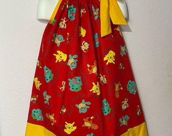 Red and Yellow Pokemon inspired Pillowcase dress, pikachu