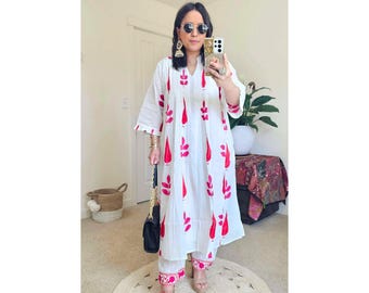 Affordable Co-ord Set for Women | 2PC Hand Block Print Mughal Butta Set | Indian Ethnic Wear
