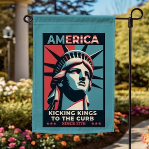 NO KINGS Garden Flag, Anti Trump Protest Banner, Anti MAGA Political Activist Sign for Liberals & Democrats, Social Justice, Feminist Flag