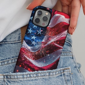 American Flag Phone Case | Patriotic Red White Blue Stars and Stripes Protective Cover | Magsafe USA Tough Case for iPhone Samsung Pixel