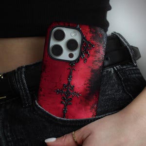 Gothic Blood Red Phone Case | Creepy Horror Weirdcore Cover iPhone 17 16 15 14 Air Pro Max Plus Magsafe Samsung Galaxy S26 S25 S24 S23 S22