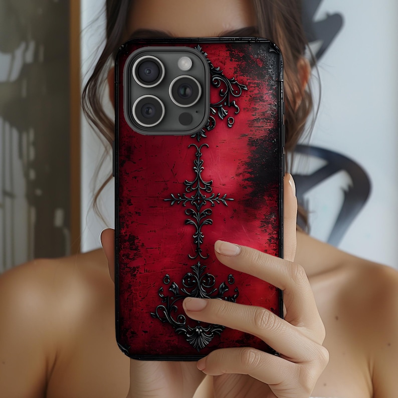 Gothic Blood Red Phone Case | Creepy Horror Weirdcore Cover iPhone 17 16 15 14 Air Pro Max Plus Magsafe Samsung Galaxy S26 S25 S24 S23 S22