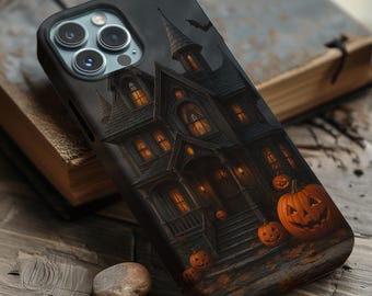 Haunted House Halloween Phone Case | Fall Spooky Gothic Aesthetic for iPhone 17 16 15 14 13 Pro Max Plus Samsung Galaxy S26 S25 S24 S23 S22