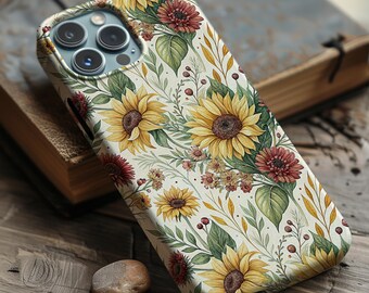 Fall Floral Sunflower Phone Case | October Autumn Vibes Cover iPhone 17 16 15 14  13 Pro Max Plus Samsung Galaxy S26 S25 S24 S23 S22 S21 S20