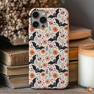 Spooky Cute Floral Fall Phone Case Cottagecore Halloween Whimsigoth cover iPhone 16 15 14 13 Pro Max Plus Samsung Galaxy S24 S23 S22 S21 S20