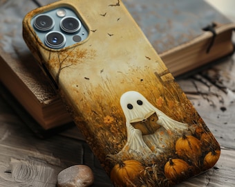 Fall Reading Ghost Phone Case | Autumn Book Lover Gift | Pumpkin Patch Magsafe Cover for iPhone Samsung Galaxy Google Pixel