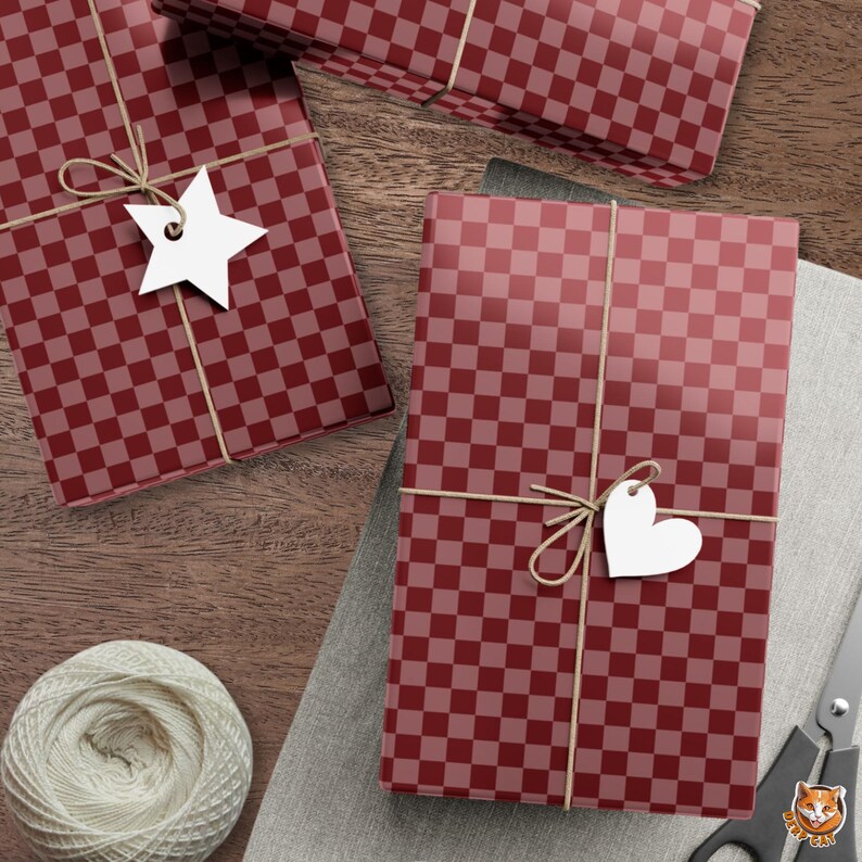 Elegant Burgundy Checkerboard Christmas Wrapping Paper | Classic Holiday Gift Wrap | Classy Maroon Check Pattern