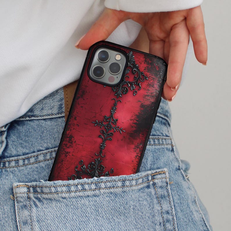 Gothic Blood Red Phone Case | Creepy Horror Weirdcore Cover iPhone 17 16 15 14 Air Pro Max Plus Magsafe Samsung Galaxy S26 S25 S24 S23 S22