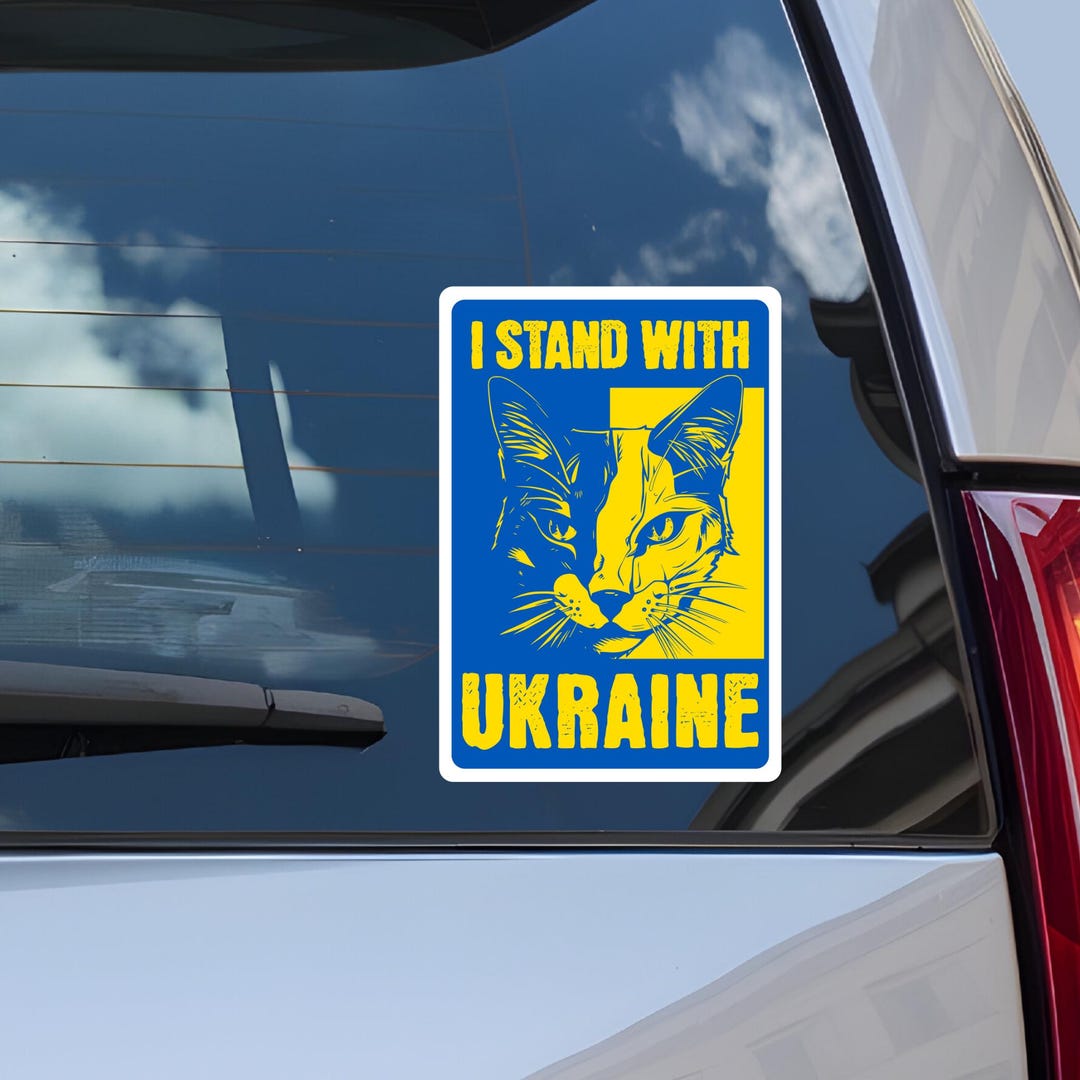 Anti Russia Sticker I Stand With Ukraine Sticker, Anti Trump Decal, Cat Flag, Bumper ...