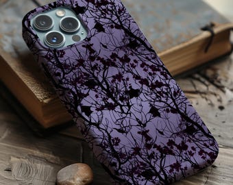 Purple and Black Gothic Phone Case | Moody Cottagecore Magsafe Cover for iPhone Samsung Galaxy Google Pixel