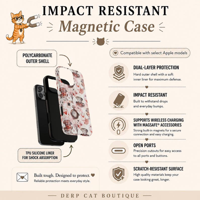Alice Wonderland Phone Case | Pink Mad Hatter Magsafe Cover for iPhone Samsung Galaxy Google Pixel