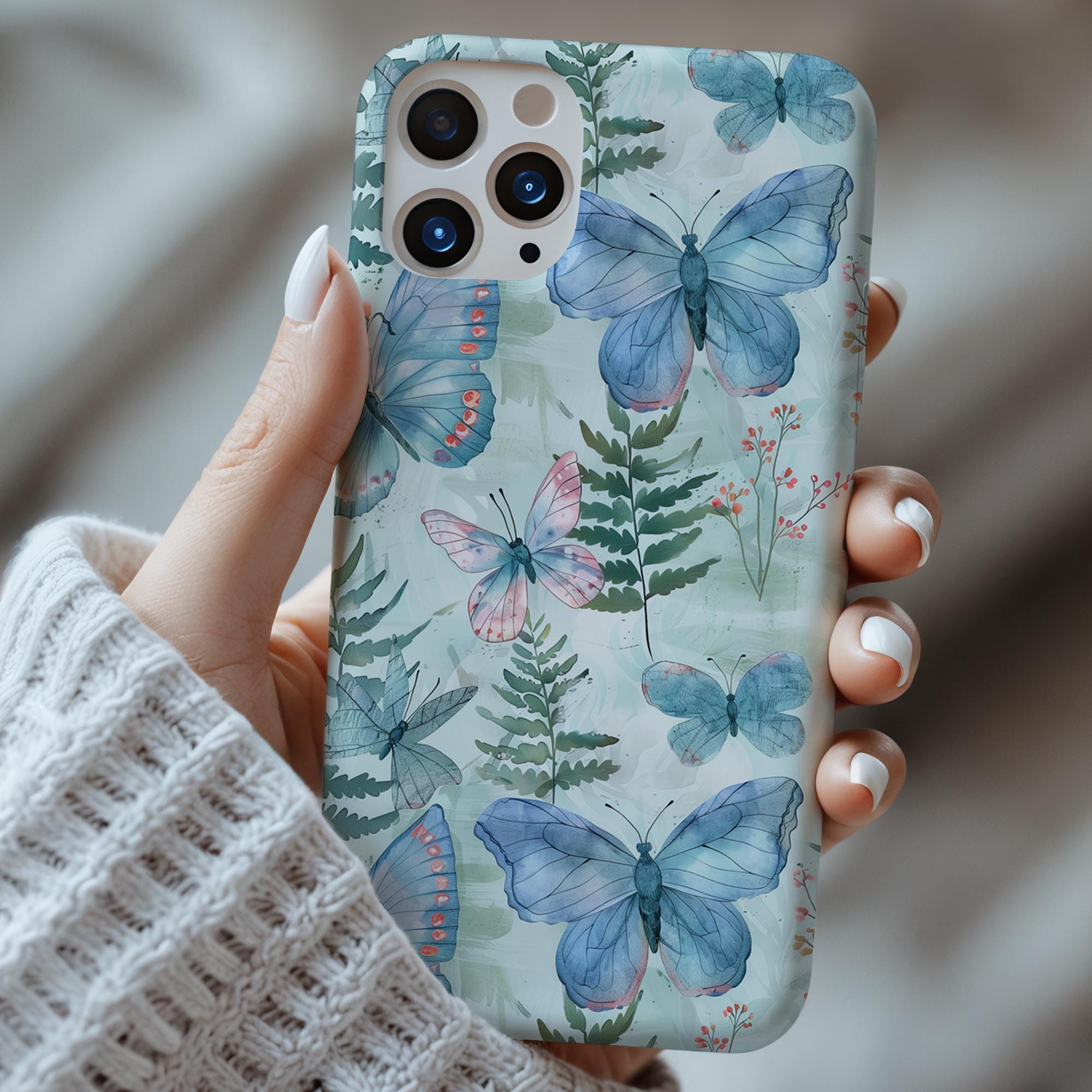 Blue Butterfly Phone Case - Etsy