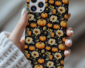 Fall Floral Pumpkin Phone Case | Autumn Cottagecore Cover for iPhone 1716 15 14 13 Pro Max Plus Samsung Galaxy S26 S25 S24 S23 S22 S21 S20