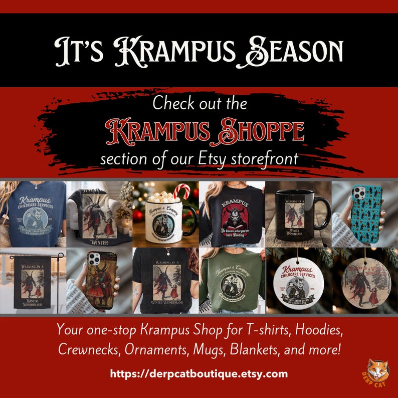 Christmas Krampus Comfort Colors® Lightweight Hoodie, Merry Krampus, Festive Creepy Holiday Gift, Winter Wonderland, Weirdcore Shirt for Him immagine 2