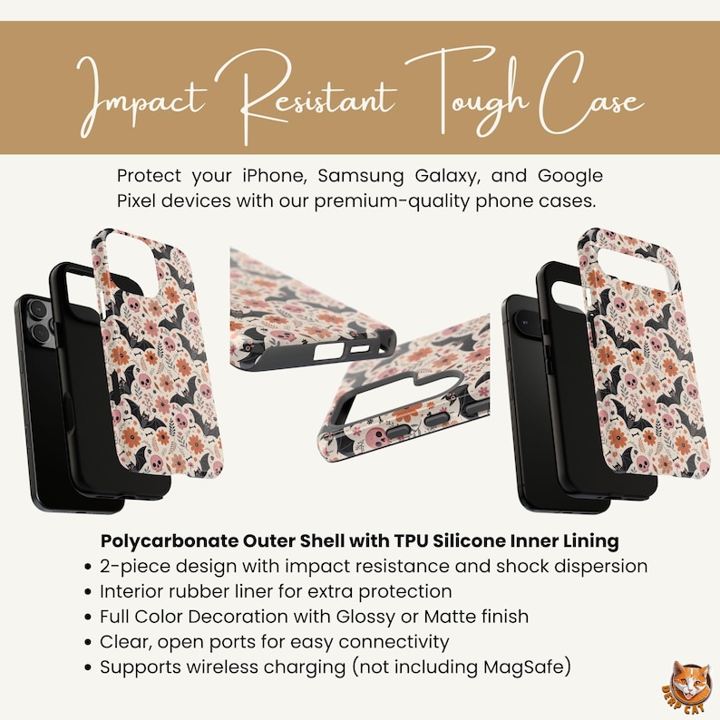 Spooky Cute Floral Fall Phone Case Cottagecore Halloween Whimsigoth cover iPhone 16 15 14 13 Pro Max Plus Samsung Galaxy S24 S23 S22 S21 S20
