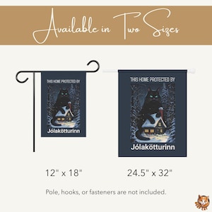 Yule Cat Flag | Icelandic Jólakötturinn Folklore Holiday Decor | Gothic Christmas Yard Sign | Double Sided Outdoor Flag | Gift for Cat Lover
