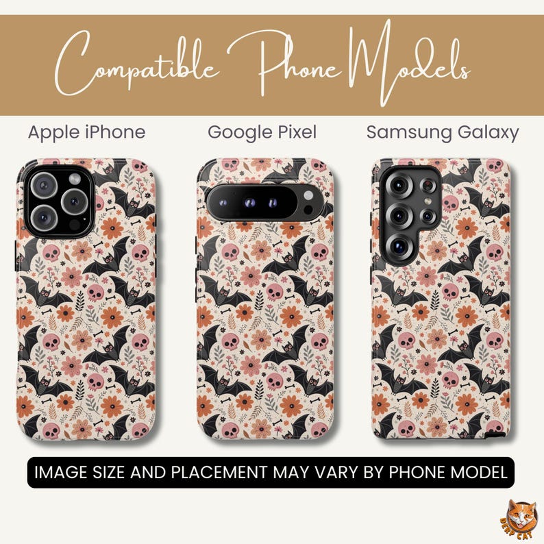 Spooky Cute Floral Fall Phone Case Cottagecore Halloween Whimsigoth cover iPhone 16 15 14 13 Pro Max Plus Samsung Galaxy S24 S23 S22 S21 S20