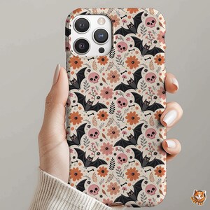 Spooky Cute Floral Fall Phone Case Cottagecore Halloween Whimsigoth cover iPhone 16 15 14 13 Pro Max Plus Samsung Galaxy S24 S23 S22 S21 S20
