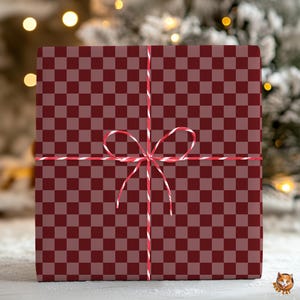 Elegant Burgundy Checkerboard Christmas Wrapping Paper | Classic Holiday Gift Wrap | Classy Maroon Check Pattern