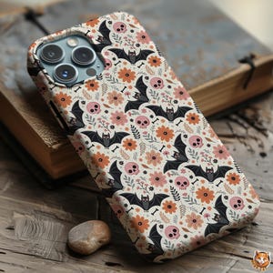 Spooky Cute Floral Fall Phone Case Cottagecore Halloween Whimsigoth cover iPhone 16 15 14 13 Pro Max Plus Samsung Galaxy S24 S23 S22 S21 S20